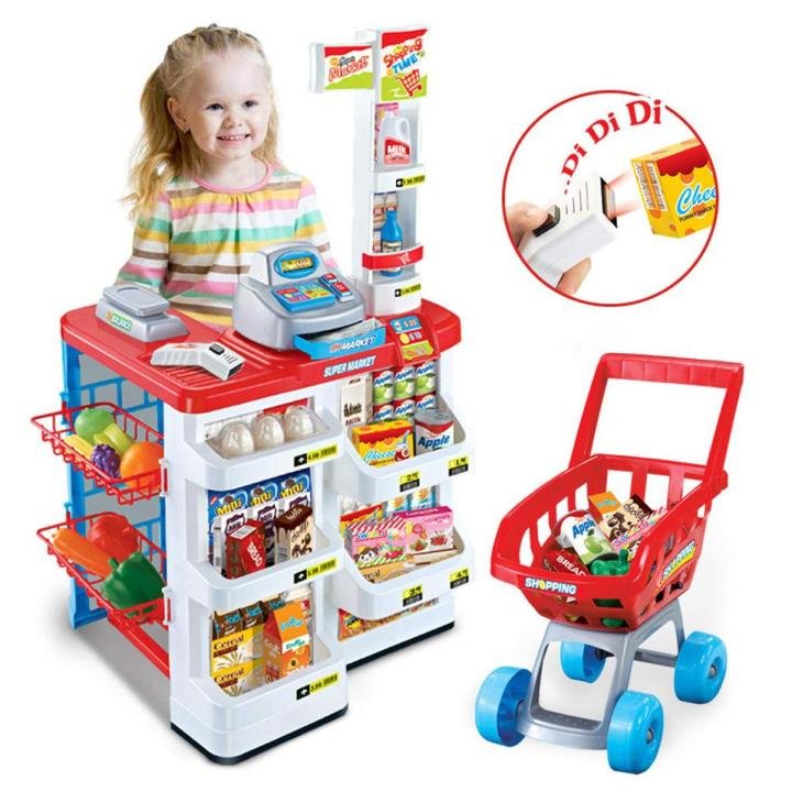 345e00a8cf3a2332f090ed117d6f4cf9.jpg_720x720q80 Shop at the Super Market with Trolley Toys Sets - Ideal for Kids' Play, Easy to Use and Clean, A Unique Choice for Playtime - Image 1