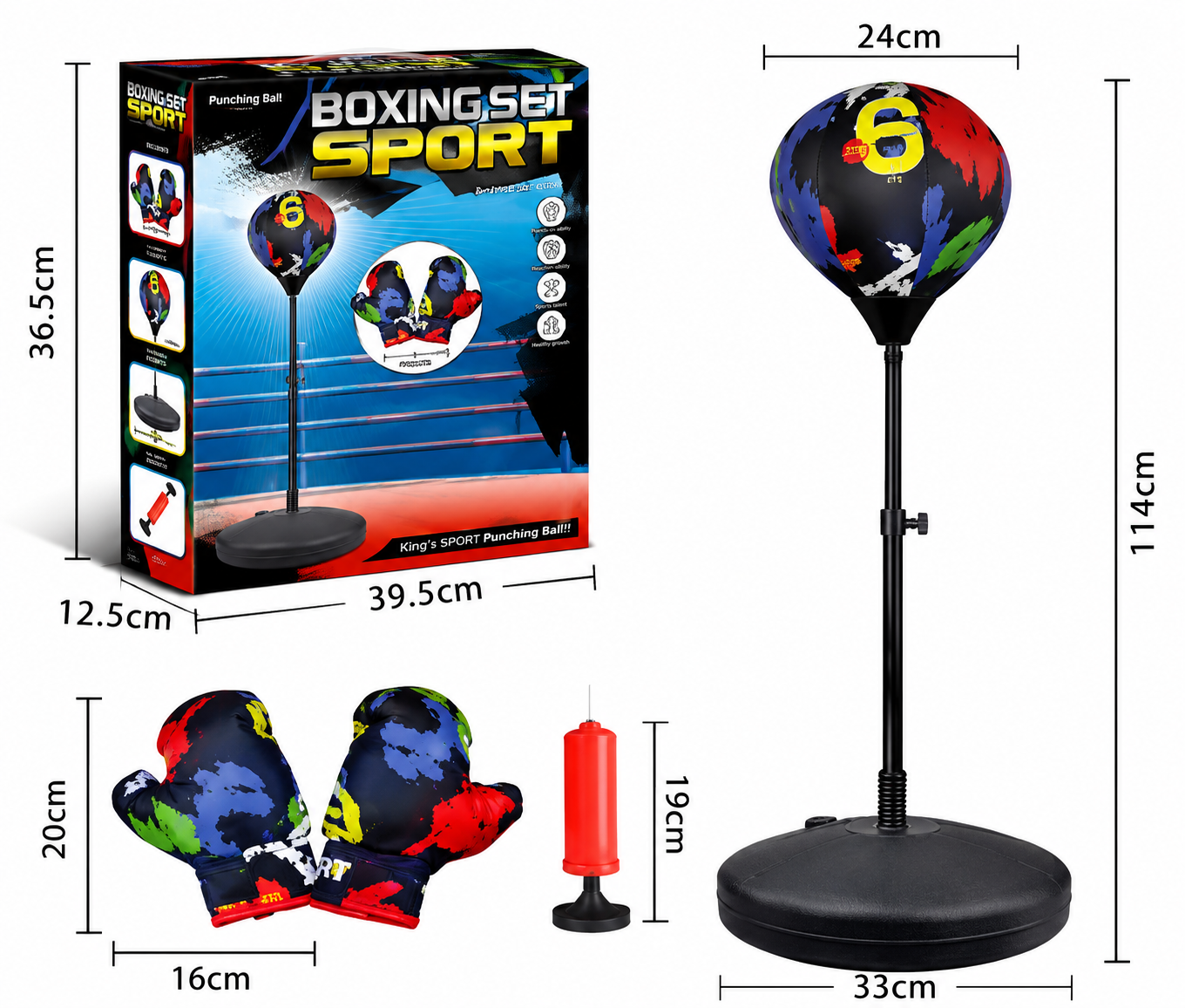 888031e6-a49e-4da0-bf7b-20525958e224 Kids Boxing Punching Ball Set with Gloves - Image 1