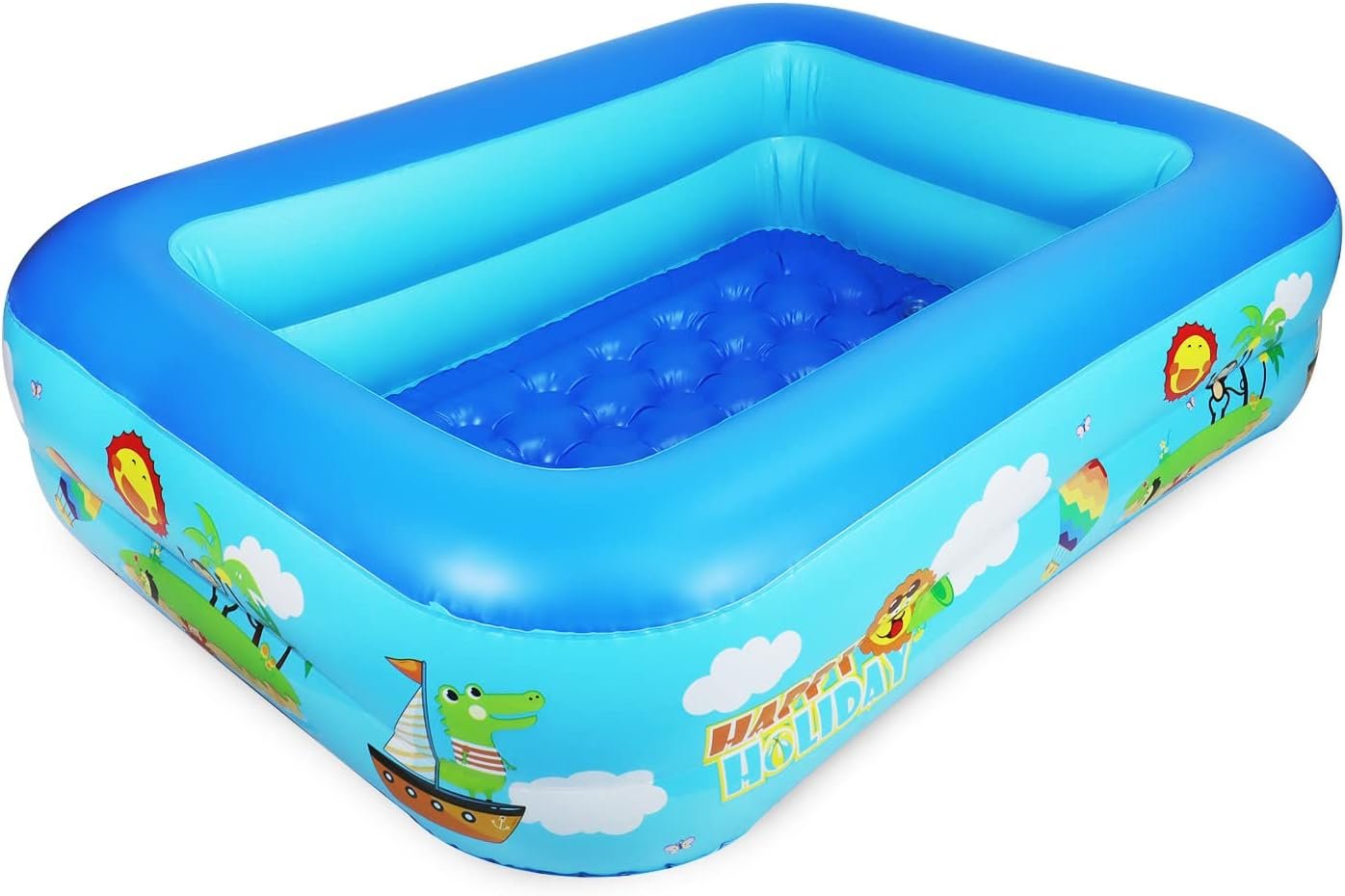 61EaV3xFagL._AC_SL1400_ Jiosdo Paddling Pool for Kids, 120cm Rectangle Inflatable Baby Pool 2-Ring | Kids Swimming Pool with Soft Inflatable Floor for Outdoor Garden Backyard Summer Water Toy for Toddlers Children - Image 1